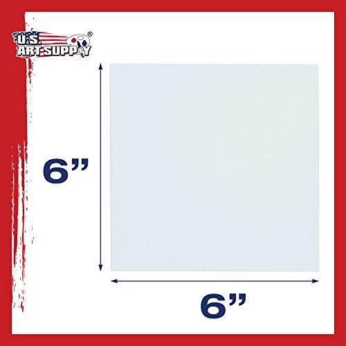 U.S. Art Supply 6 X 6 Inch Art Canvas Board Panels 12 Pack - 8 Ounce Heavyweight Cotton Acid Free Canvases for Painting Acrylics and Watercolor (1 Case of 12 Single Canvas Painting Panels) - size: 6" x 6"