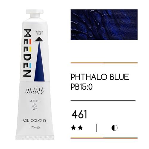 MEEDEN Artist Grade Oil Paint: Phthalo Blue - 170ml/5.7oz Tube - Professional Art Paints for Canvas Painting - color: Phthalo Blue, size: 5.7 Fl Oz (Pack of 1)