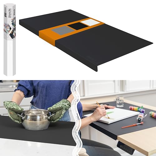 Extra Large Silicone Mats for Crafts with "Edge Protection" – Silicone Table Mat – Multipurpose Heat Resistant Silicone Mat – No Folds or Wrinkles – 1.4mm Thick, 36"x24", Black - color: Black, size: 36"L x 24"W