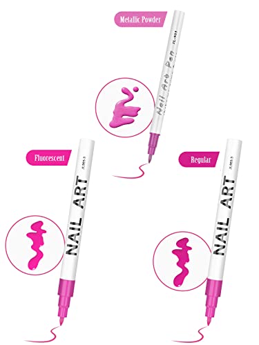 12 Color 3D Nail Art Pens Set, Kalolary Nail Point Graffiti Dotting Pen Drawing Painting Liner Brush for DIY Nail Art Beauty Adorn Manicure Tools - color: E