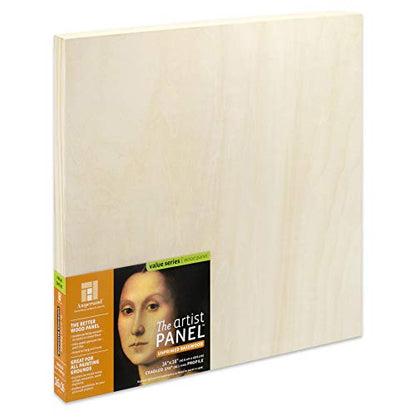 Ampersand Artist Panel Unprimed Basswood, 1.5 Inch Depth, 16X16 Inch (UPWP151616) - size: 16X16, style: 1-1/2" Cradled