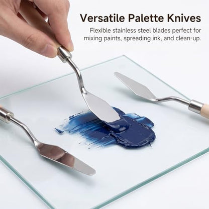 9 PCS Stamp Making Kit, Linocut Tools, Stamp Carving Kit Linoleum Carving Blocks for Printmaking with 3 Scrapers for Beginners Oil Painting Wallpaper DIY Crafts Wood-Carving