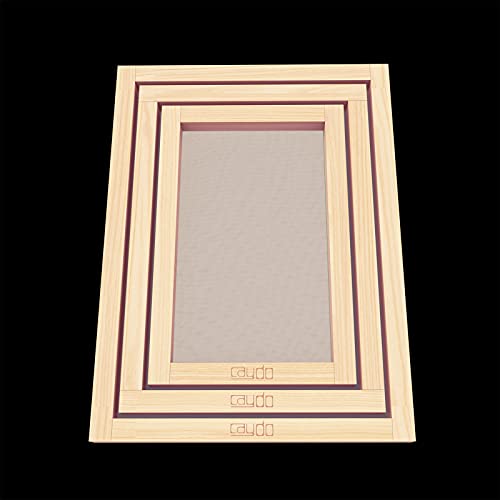 Caydo 6 Pieces 3 Size Wood Silk Screen Printing Frame with Mesh for Screen Printing, 10 x 14 Inch, 8 x 12 Inch, 6 x 10 Inch