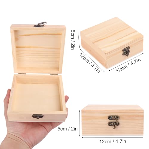 GNIEMCKIN 14 Pack Wooden Box, Unfinished Unpainted Wood Boxes for Crafts, DIY Projects, and Jewelry Storage (4.7x4.7x2 inch) - size: 14 Pack (4.7x4.7x2 inch)