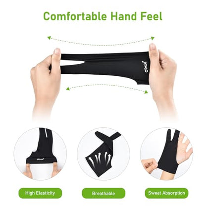 OTraki 4 Pack Artist Drawing Gloves for Digital Tablet Paper Sketching - size: Medium