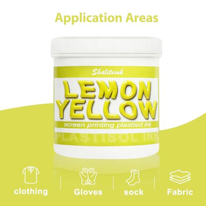 Shaliteink® Screen Printing Plastisol Ink Bright Yellow - Highly Opaque Screen Printing Ink for Cotton, Polyester and Other Fabrics (16oz.) - color: Bright Yellow, size: 16 fl oz