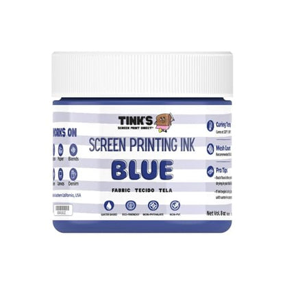 Tinks Screen Printing Ink - Blue - 8oz Water-Based Fabric Ink - Screen Printing, Stenciling, Tote Bags & Fabric Stamping - Non-Toxic, No Harsh Fumes, Soap & Water Cleanup - Made in California - color: Blue
