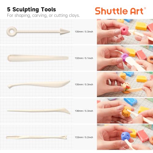 Shuttle Art 117 PCS Small Block Polymer Clay Kit 48 Colors Gel Crayons for Toddlers