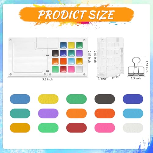 Pocket Watercolor Set 24 Vibrant Colors Travel Art Kit with Palette - color: 15 Grids with 24 Color Acrylic Palette
