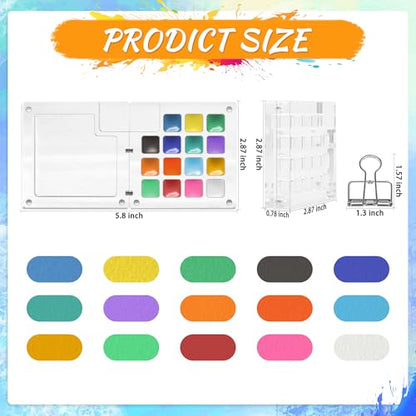 Pocket Watercolor Set 24 Vibrant Colors Travel Art Kit with Palette - color: 15 Grids with 24 Color Acrylic Palette