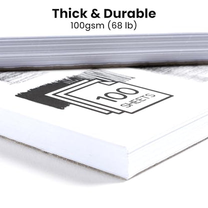 ARTISTIK Spiral Sketch Pad – 100-Sheet Perforated Sketchbook for Pencil, Pastel & Crayon – 100 g/m²(68lb) Mixed Media Sketching & Writing Pad – 9" x 12", Pack of 2 - size: Sketch Pad 9 x 12"