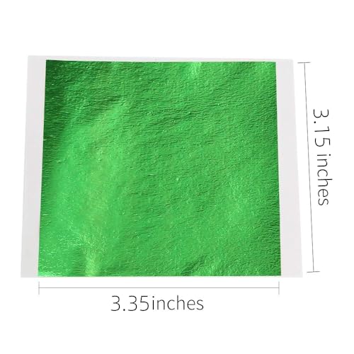 KINNO Gold Leaf Sheets for Art, Green Gold Foil Sheets, 100Pcs, Crafting Papers for Arts Painting Gilding, 3.15 x 3.35 Inches - color: Forest