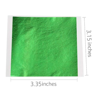 KINNO Gold Leaf Sheets for Art, Green Gold Foil Sheets, 100Pcs, Crafting Papers for Arts Painting Gilding, 3.15 x 3.35 Inches - color: Forest