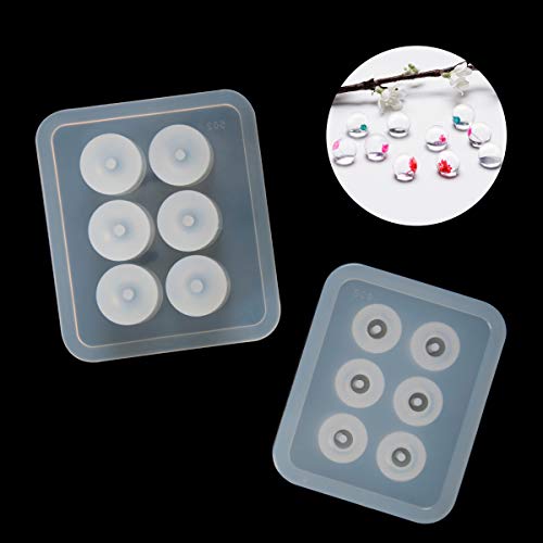 Suhome Resin Bead Molds for Jewelry 12 PCS Resin Molds Silicone with Hole Cabochon Gem Jewelry Making Epoxy Resin Molds for Earrings, Pendants,Bracelets and Necklaces - color: Bead