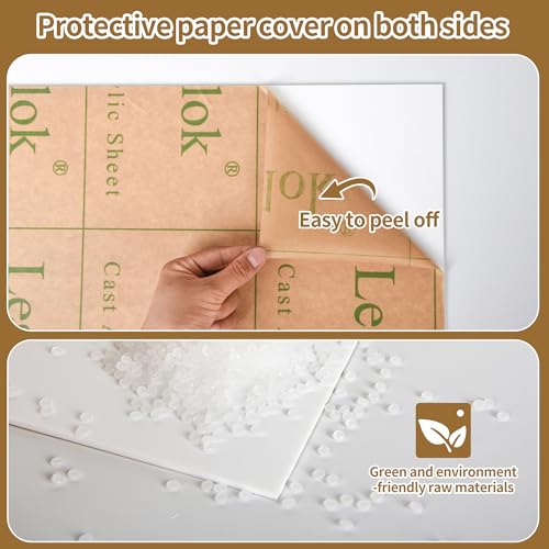 White Acrylic Sheets 1/8 inch Thick 3mm 8 x 12 Frosted Plexiglass Sheet,Suitable for Painting, Handicrafts, DIY Display Projects (2, Matte White, 8 x 12) - color: matte opaque white, size: 8 x 12 x 1/8
