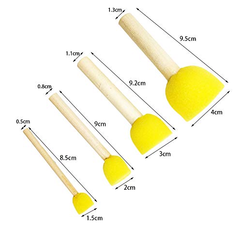 60pcs Assorted Round Paint Foam Sponge Brush Set Painting Tools, Brush Set - Great for Kids Arts and Crafts, Stencils, Painting