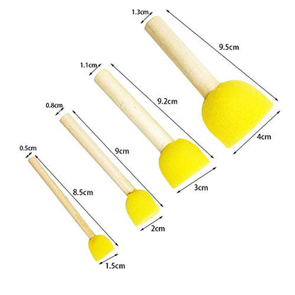 60pcs Assorted Round Paint Foam Sponge Brush Set Painting Tools, Brush Set - Great for Kids Arts and Crafts, Stencils, Painting