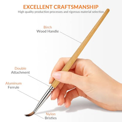 Bougimal 26pcs Paint Brush Set, Professional Acrylic Paint Brushes with Flat, Filbert, Fan, Dagger, Cat Tongue, Round, Palette Knife, Artist Paint Brushes for Acrylic Painting, Oil, Watercolor (Wood) - color: Wooden