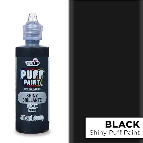 Tulip Puff Fabric Paint , Permanent Craft Paint for Clothes, DIY Projects, Notoxic, 4 fl oz 3-Pack, Shiny Black - color: Black