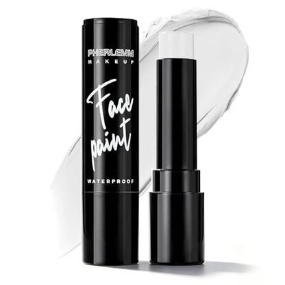 White Face Paint Stick Waterproof Eye Black Smooth SmudgeProof Body Paint High Pigment for Sports Events Halloween SFX Makeup Ghost Vampire Clown Looks - color: White