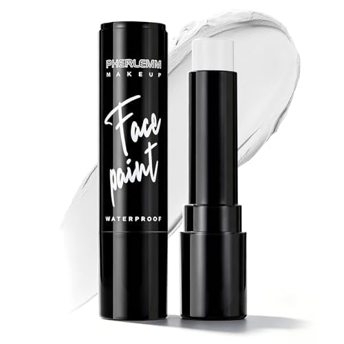 White Face Paint Stick Waterproof Eye Black Smooth SmudgeProof Body Paint High Pigment for Sports Events Halloween SFX Makeup Ghost Vampire Clown Looks - color: White