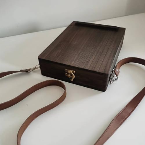 TSINGS Wooden Sketching Tool Box Wood Cross-Body Briefcase Portable Organizer Messenger Wooden Case Easel for Outdoor Painting & Writing - style: Tungsten Color