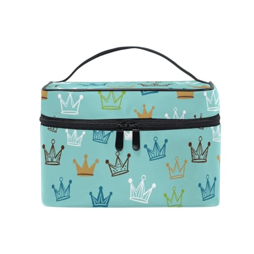 Makeup Train Cases Crowns Travel Cosmetic Bag Portable Artist Storage Bag Organizer for Womens - color: Crowns