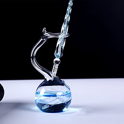 Earlyred Calligraphy Pen Set Handmade Glass Dip Pen Holder Crystal Drip Fountain Pen Writing Signatures Pen Ink Washing Inkwell Pen Decoration Office Student Gift Blue (Not Ink)