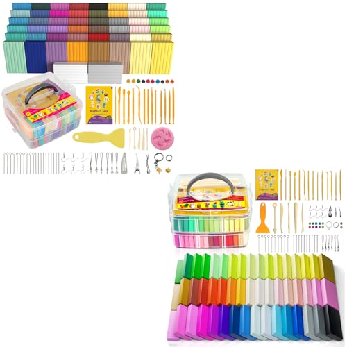 Aestd-ST Polymer Clay 50+50 Colors, DIY Modeling Clay for Kids, Oven Baked Model Clay, Non-Toxic, Non-Sticky,with Sculpting Tools, Halloween Christmas Gift for Children and Artists. (50+50 Colors)