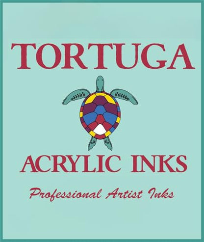Tortuga Acrylic Inks LLC - Tortuga Base - Collection of 4 Process Colors and 2 Specialty Colors 6-2 oz. Bottles Made in USA