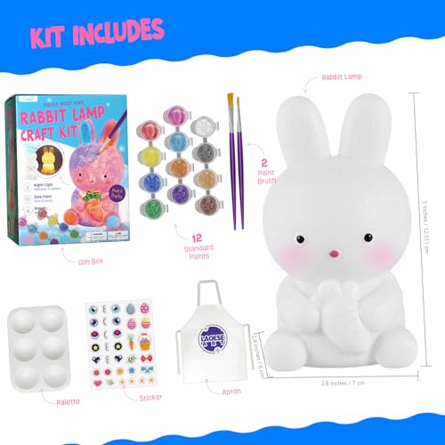 LAOESE Paint Your Own Bunny Lamp Kit, Art Supplies Painting Kits for Kids, Arts and Crafts for Kids Ages 8-12, Bunny Toys Girls Boys Birthday Gifts for Kids Ages 3 4 5 6 7 8 9 10 11 12+ - style: Bunny