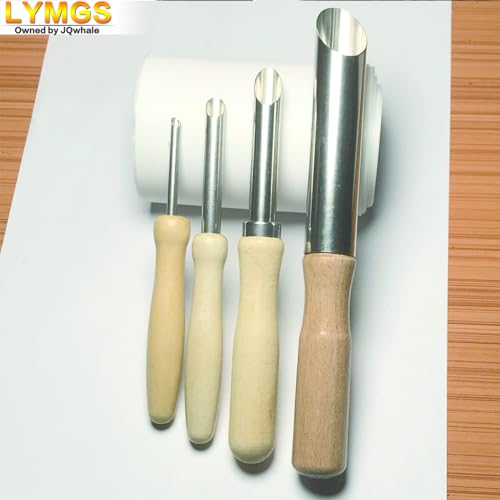 LYMGS Clay Circular Hole Cutter Tool Set, Wood Handle & Stainless Steel Round Hole Cutter for Pottery Sculpture DIY Clay Modeling, 4 Sizes a Pack