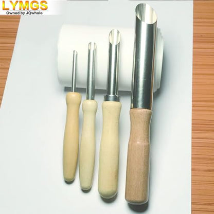LYMGS Clay Circular Hole Cutter Tool Set, Wood Handle & Stainless Steel Round Hole Cutter for Pottery Sculpture DIY Clay Modeling, 4 Sizes a Pack