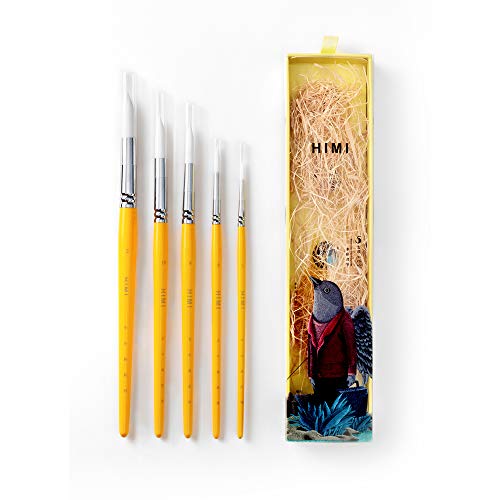 HIMI Little Bird Paint Brushes Set 5 Pcs for Watercolors Paint，Set of 5 Watercolor Paint Brushes for Beginners & Pros, Nice Gift for Art hobbyist Beginners Artists (Yellow,5 Pcs) - color: Yellow
