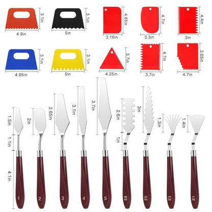 EEEKit 19 PCS Painting Spatula Set, Stainless Steel Palette Knife Set with Art Paint Scrapers, Paint Spatula Tools for Oil Canvas, Watercolor, Acrylic Painting