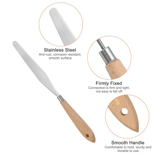 HARFINGTON 4pcs 18# Painting Palette Knife Pointy Stainless Steel Art Spatula Painting Pallet Knives Scrapers Tools with Plastic Handle for Acrylic Oil Canvas Mixing Spreading