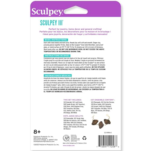 Sculpey III: Polymer Clay: Multipack Naturals - (12) 1oz Packs- Oven Bake Clay, 12 Colors, Non-Toxic, Sculpting, Create Jewelry & Crafts, Art Supplies