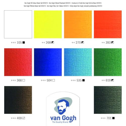 Van Gogh Oil Color Paint, 10x20ml Tubes, Basic Set - color: General Selection, Standard Set, size: 0.68 Fl Oz (Pack of 10)
