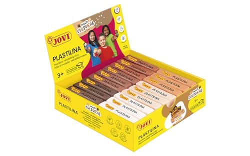 Jovi - Non-Hardening Modeling Clay Set, 18 Bars, 6 Multicultural Colors | Non-Staining, Easy Clean Up, Vegetable-Based Creative Clay, gluten-free