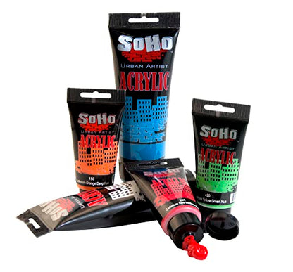 Soho Urban Artist Heavy Body Acrylic Paint - Set of 6-500mL - Fluorescent - Thick, Rich Color, Excellent Coverage, Professional Quality - Artists Acrylic Paint - size: 16.91 Fl Oz (Pack of 6)