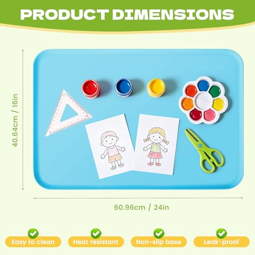 Silicone Art Mat for Crafts, 24"x16" Silicone Painting Mat to Keep Clean Protects Surfaces Perfectly for Crafts, Legos, Resin & Jewelry-Making, DIY Crafts Mat - color: Blue