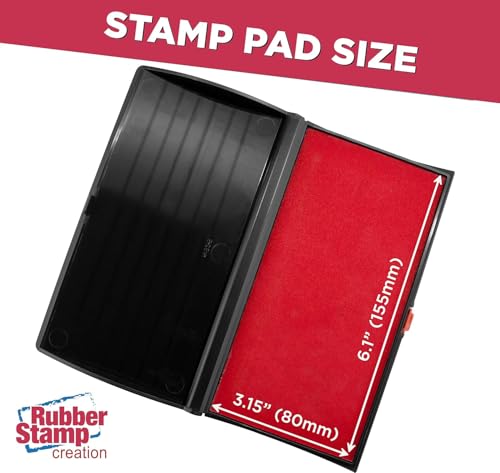 Large Premium Red Ink Stamp Pad - 3" by 6" - Quality Felt Pad - Case with Closing snap - color: Red, size: 3" x 6"