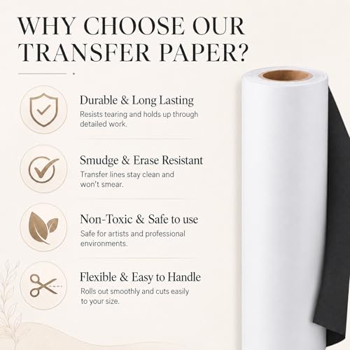 Fuyoooo 1 Roll 20 in x 90 ft Extra Large Graphite Transfer Paper Waxed Carbon Paper for Tracing Drawing and Sketching Transfer on Canvas Wood Ceramic Metal and Crafts (Black) - color: Black, size: 20 in X 90 ft, style: Waxed