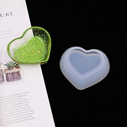 2 Pack Heart Shape Small Storage Box Resin Mold,Square Shape Jewelry Mini Bowl Silicone Mold, Cute Decorative Dish Containers Epoxy Casting Mold for Small Items Crafts Jewelry Art