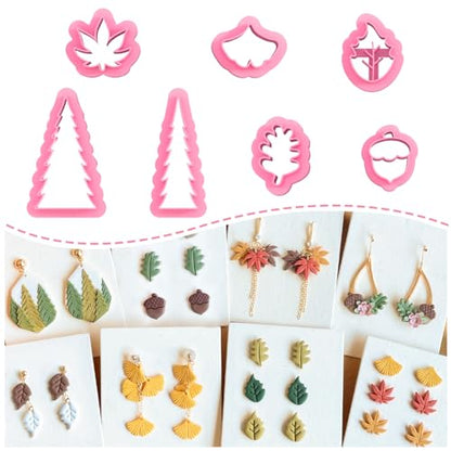 KEOKER Fall Polymer Clay Cutters for Jewelry - 7 Shapes Maple Leaves Earring Cutters - color: white A