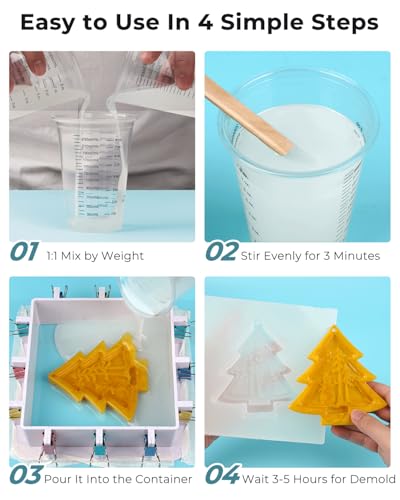 Nicpro 170oz Silicone Mold Making Kit, 15A Platinum Liquid Silicone Rubber, Flexible Silicone Molds Maker Mix Ratio 1:1 for Casting 3D Resins Candle Soap Molds DIY with 24 Mica Powder, Mixing Cups - size: 170oz with mica powder