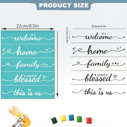 2 Sheets Silk Screen Stencil, Different Common Phrases Painting Stencils Templates Reusable Self-Adhesive Silk Screen Printing for Wall Border Wood Fabric Home Craft Decor - style: Different Common Phrases