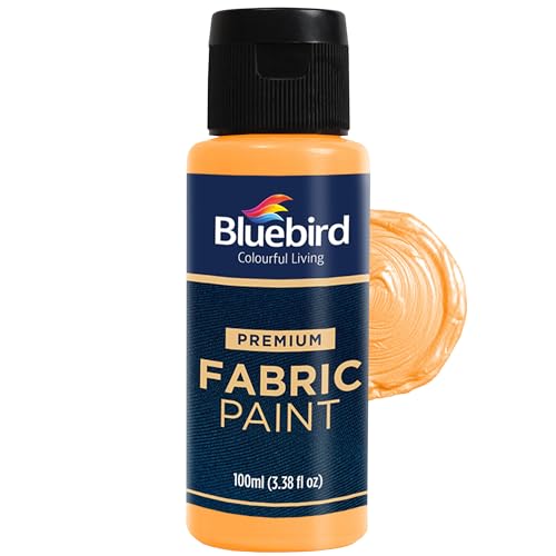 BLUEBIRD Fabric Paint, Sunflower, 3.4 Fl Oz, Permanent Fabric Paints for Clothes, Furniture Upholstery - color: Sunflower, size: 3.4 Fl Oz (Pack of 1)