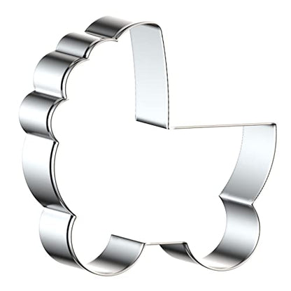 Baby Carriage Cookie Cutter Set Large - 5 Inch, 4 Inch, 3 Inch, 2inch - 4 Piece - Stainless Steel - color: Baby Carriage