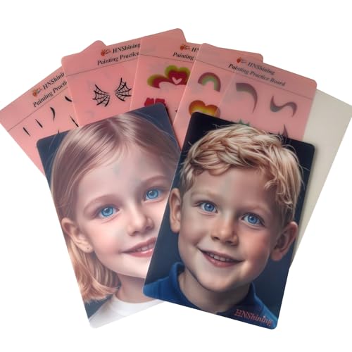 Makeup Painting Practice Board,Face Paint Practice Board,Reusable Painting Exercise Template,Stage Makeup Painting Tool,Display for Stage&Home Makeup Painting (Boy&Girl with Patterns-2) - color: Boy&Girl with Patterns-2